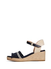 Tommy Hilfiger Blue Fringe Canvas Wedge Sandals - Image 4 of 4