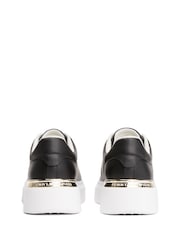 Tommy Hilfiger Black Leather Monogram Court Trainers - Image 3 of 4