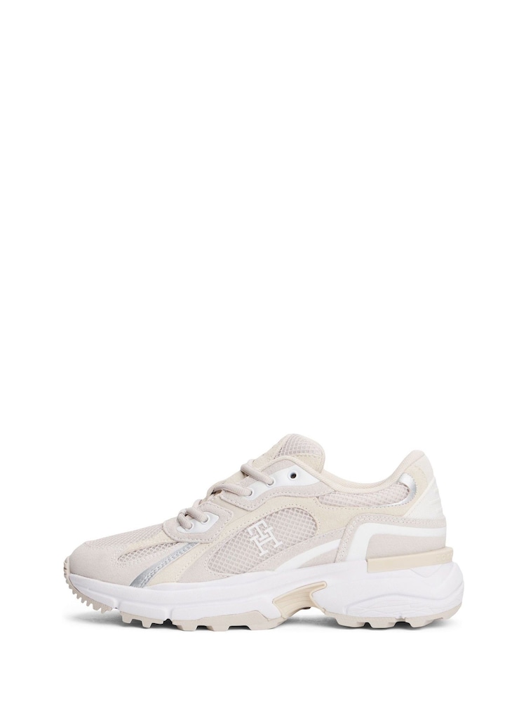 Tommy Hilfiger Natural Monogram Mesh Panel Cleat Trainers - Image 2 of 4