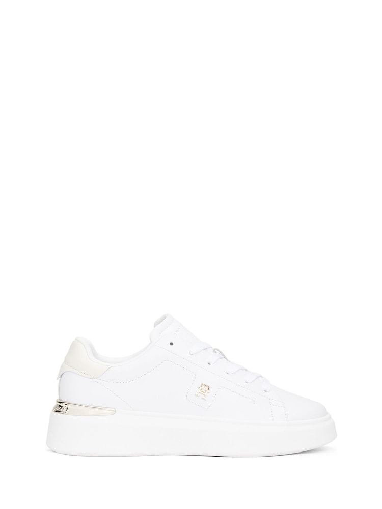 Tommy Hilfiger White Leather Monogram Court Trainers - Image 1 of 4