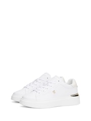 Tommy Hilfiger White Leather Monogram Court Trainers - Image 2 of 4