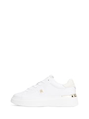Tommy Hilfiger White Leather Monogram Court Trainers - Image 4 of 4