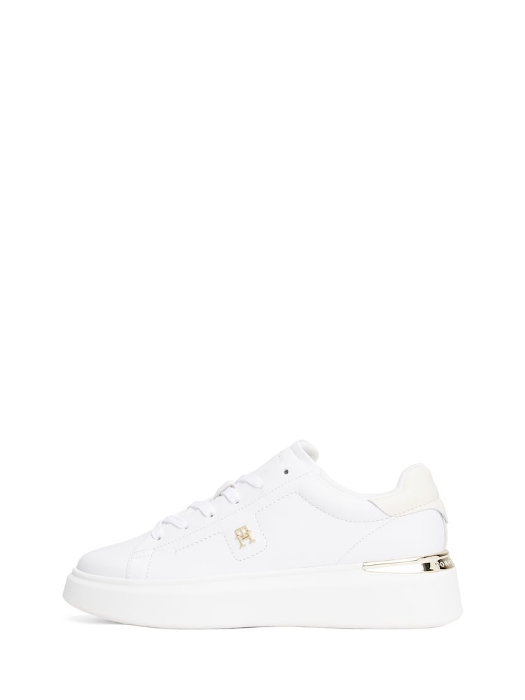 Tommy Hilfiger White Leather Monogram Court Trainers - Image 4 of 4