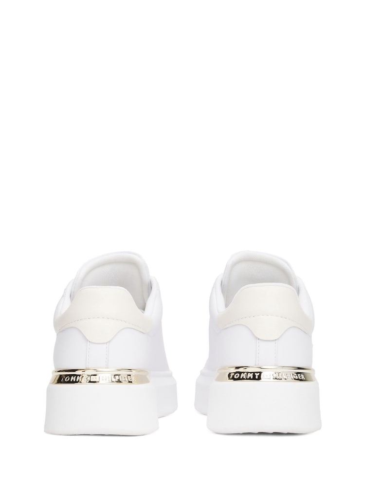 Tommy Hilfiger White Leather Monogram Court Trainers - Image 4 of 4 Tommy Hilfiger White Leather Monogram Court Trainers - Image 4 of 4