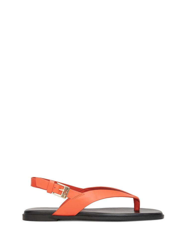 Tommy Hilfiger Orange Leather Colour Blocked Square Toe Sandals - Image 2 of 4