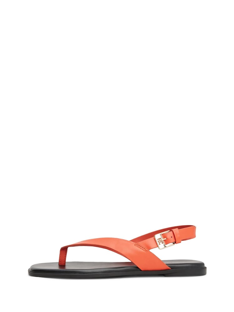 Tommy Hilfiger Orange Leather Colour Blocked Square Toe Sandals - Image 4 of 4