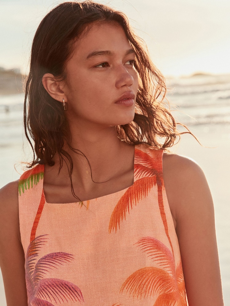 Womens Dresses Next Linen Shift Dress Buy Coral Pink Palm Print Linen Rich  Square Neck Shift Mini Dress From Next Thailand