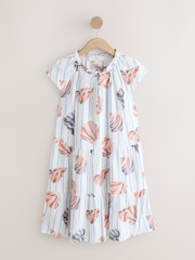 Bluză ocru cu imprimeu - Rochie mini cu decolteu în V din in - Imaginea 5 din 7