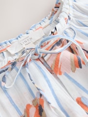 Bluză ocru cu imprimeu - Rochie mini cu decolteu în V din in - Imaginea 6 din 7