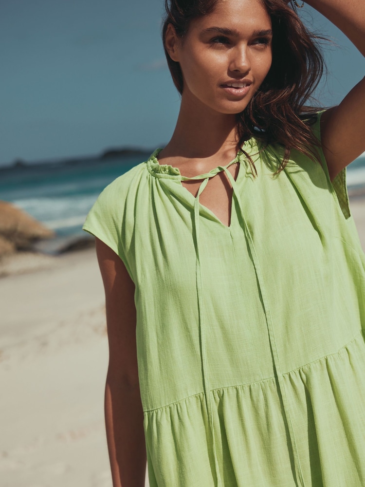 lime green tiered dress Kelly Green Smocked Tiered Strapless Maxi Dress main image 0