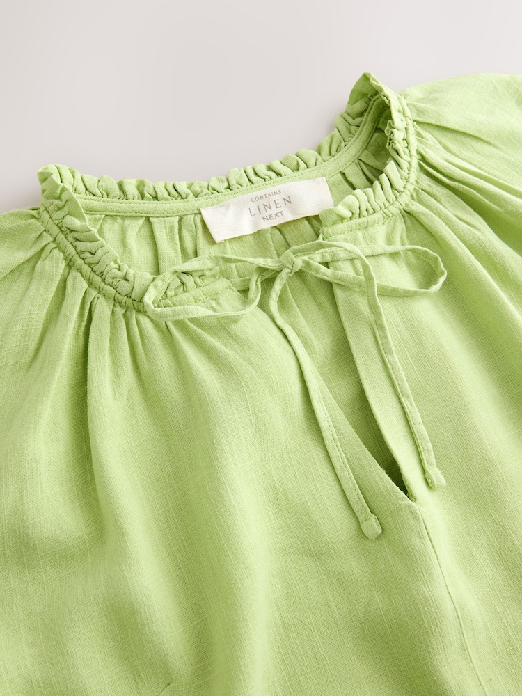 lime green linen dress High Quality Linen Midi Dress For Summer main image 1