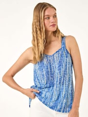 Roman Blue Burnout Printed Toggle Vest Top - Image 1 of 5