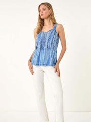 Roman Blue Burnout Printed Toggle Vest Top - Image 2 of 5