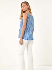 Roman Blue Burnout Printed Toggle Vest Top - Image 3 of 5