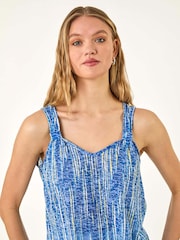 Roman Blue Burnout Printed Toggle Vest Top - Image 4 of 5