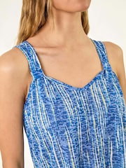 Roman Blue Burnout Printed Toggle Vest Top - Image 5 of 5