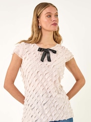 Roman Bow Front Frill Detail T-Shirt - Imagem 1 de 5