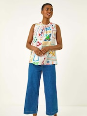 Roman White Holiday Print Blouses - Image 2 of 5