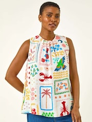 Roman White Holiday Print Blouses - Image 4 of 5