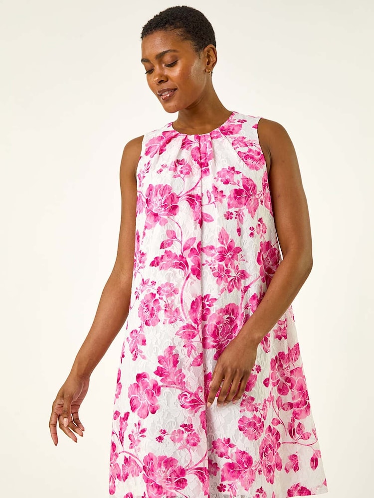 Roman Floral Print Lace Swing Stretch Dress - Imagen 1 de 5 Roman Floral Print Lace Swing Stretch Dress - Imagen 1 de 5
