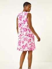 Roman Pink Floral Print Lace Swing Stretch Dress - Image 2 of 5