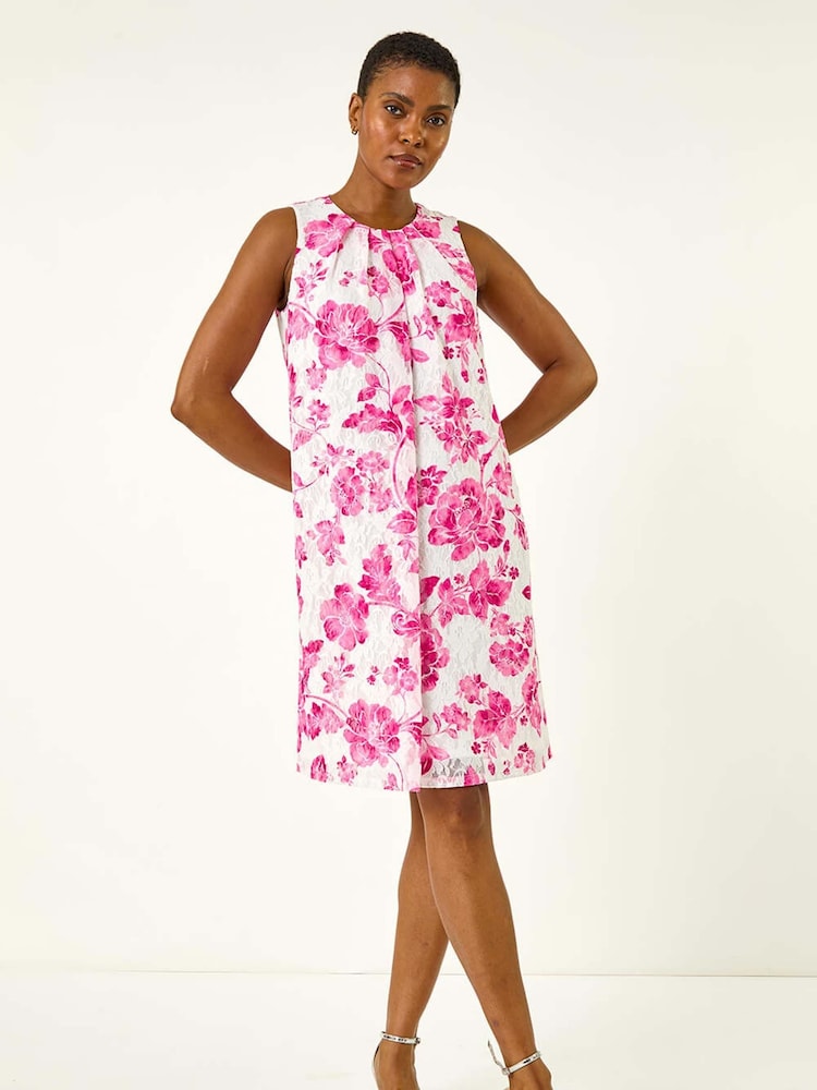 Buy Roman Pink Floral Print Lace Swing Stretch Dress from Next USA