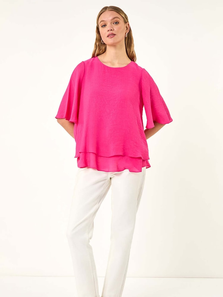 Roman Pink Double Layered Tunic Top - Image 2 of 5 Roman Pink Double Layered Tunic Top - Image 2 of 5
