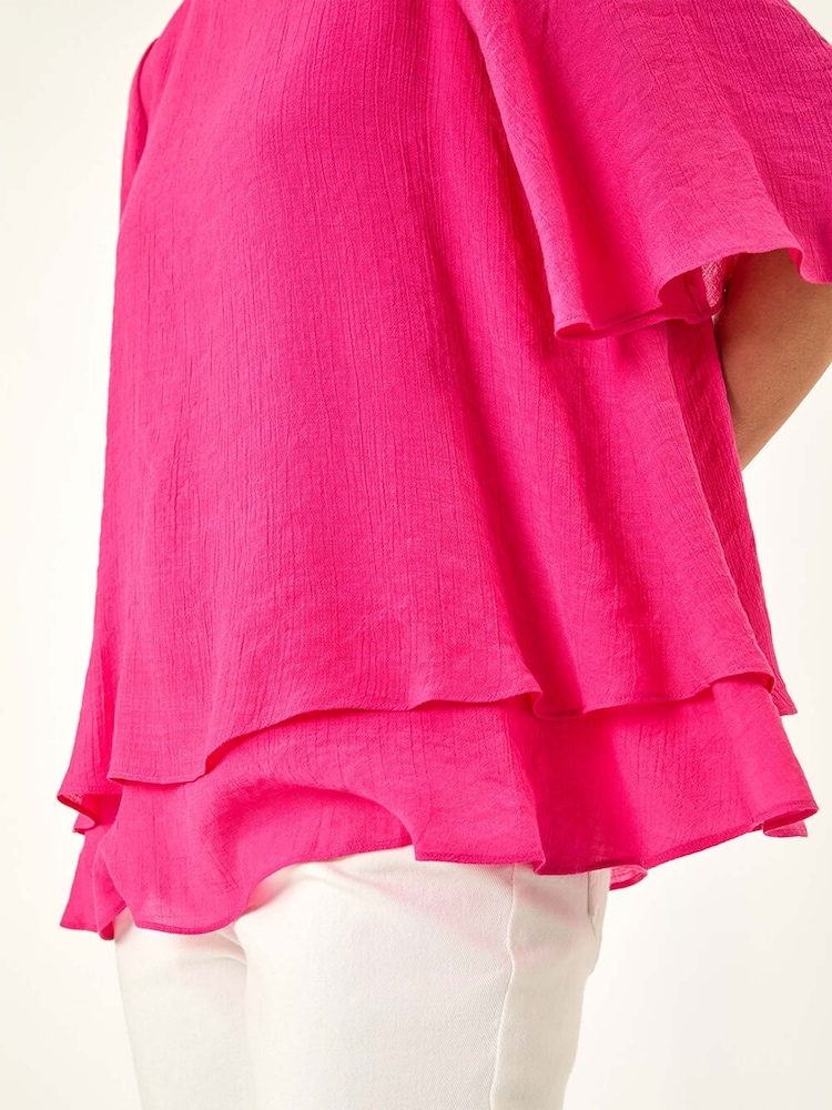 Roman Pink Double Layered Tunic Top - Image 5 of 5 Roman Pink Double Layered Tunic Top - Image 5 of 5