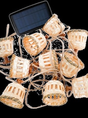 New Garden Natural Handcrafted Solar Garland with Natural Fibre Lampshades - Image 4 of 6