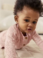 Pink knitted baby cardigan and knickers 2 Piece Set (0mths-2yrs) - Image 4 of 4