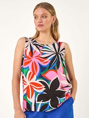 Roman Pink Floral Print Vest Top - Image 4 of 5