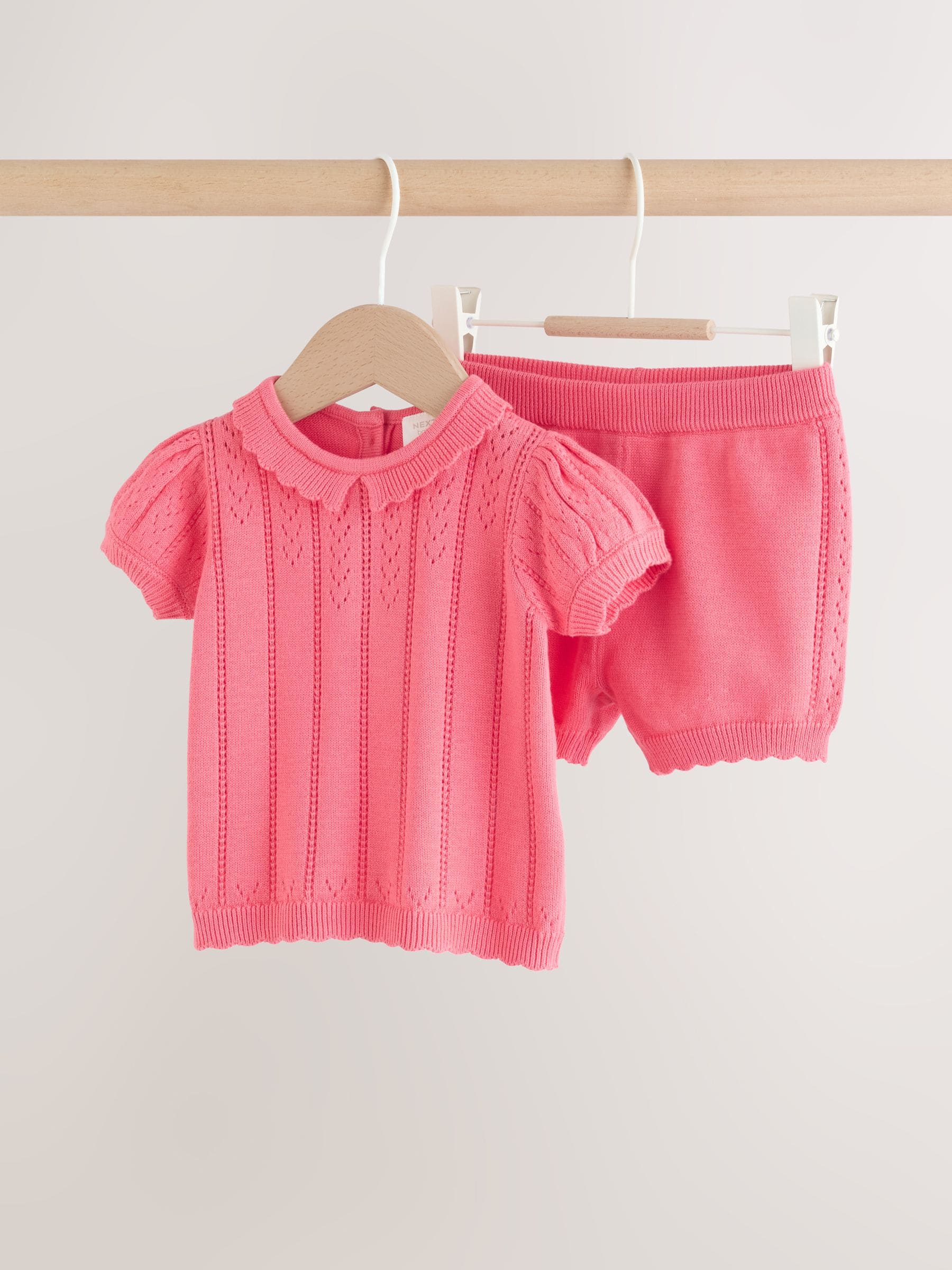 Buy Рожевий - Baby Knitted Top and Shorts Set 2 Piece (0mths-2yrs