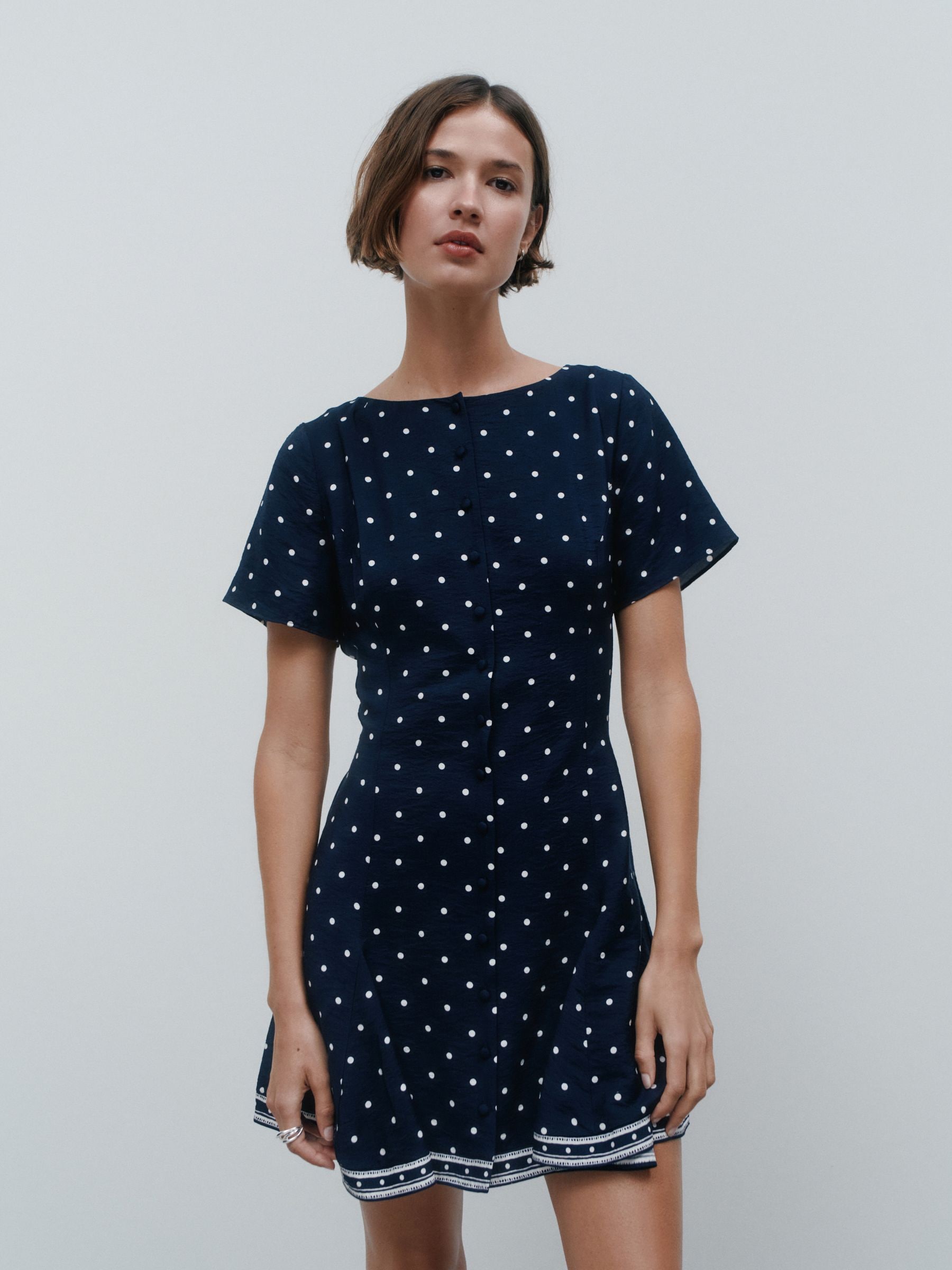 Buy Navy Blue Spot Tie Waist Mini Dress from the Next UK online shop