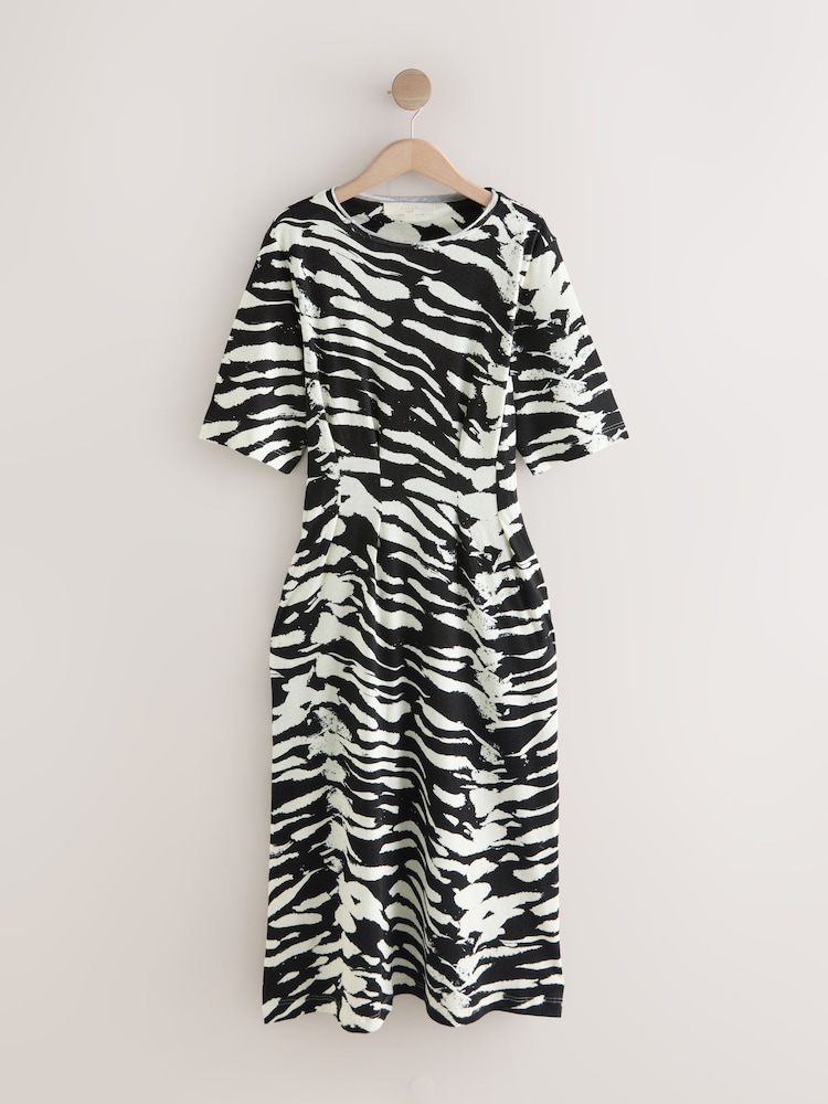 black white animal print dress Julian Silk Jersey Wrap Dress Diane von Furstenberg