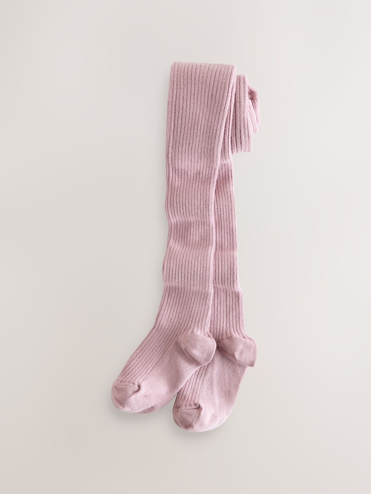 Lilac Purple Cotton Rich Rib Tights - Image 1 of 3 Lilac Purple Cotton Rich Rib Tights - Image 1 of 3