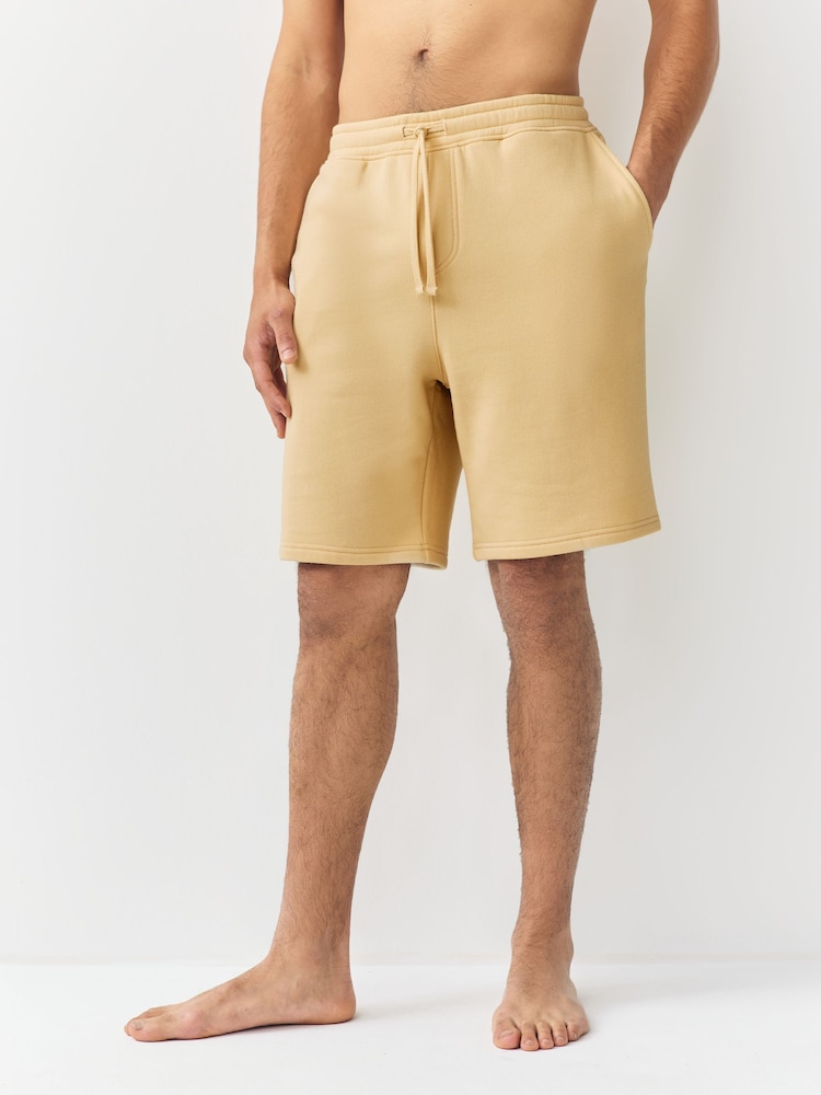 Butter Yellow Cotton Blend Brushed Jersey Shorts - Image 1 of 9 Butter Yellow Cotton Blend Brushed Jersey Shorts - Image 1 of 9