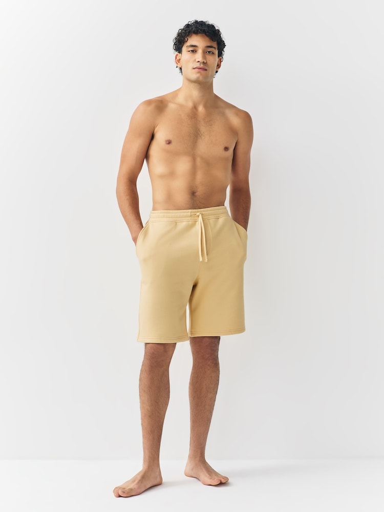 Butter Yellow Cotton Blend Brushed Jersey Shorts - Image 2 of 9 Butter Yellow Cotton Blend Brushed Jersey Shorts - Image 2 of 9