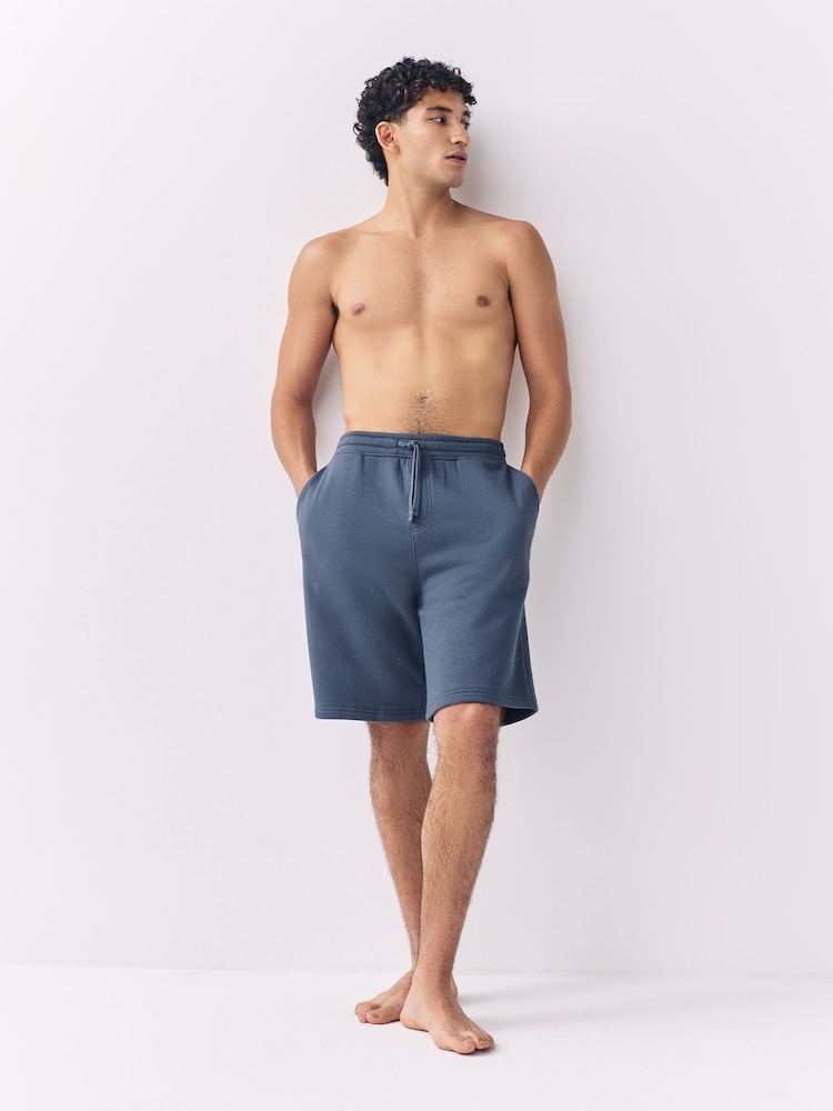 Vintage Blue Cotton Blend Brushed Jersey Shorts - Image 2 of 8 Vintage Blue Cotton Blend Brushed Jersey Shorts - Image 2 of 8