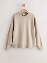 Khaki/Stone Cotton Rich Brushed Back Soft Feel Ribbed Crewneck Sweatshirts 3 Pack - Image 2 of 11