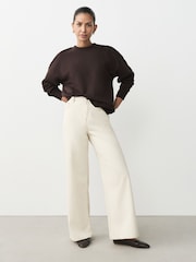 Khaki/Stone Cotton Rich Brushed Back Soft Feel Ribbed Crewneck Sweatshirts 3 Pack - Image 6 of 11