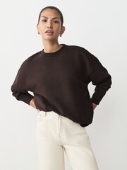 Khaki/Stone Cotton Rich Brushed Back Soft Feel Ribbed Crewneck Sweatshirts 3 Pack - Image 9 of 11