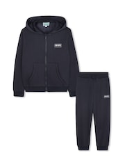 Kenzo Kids Blue Back Graphic Logo Tracksuit Hoodie & Joggers Set - Image 1 of 6