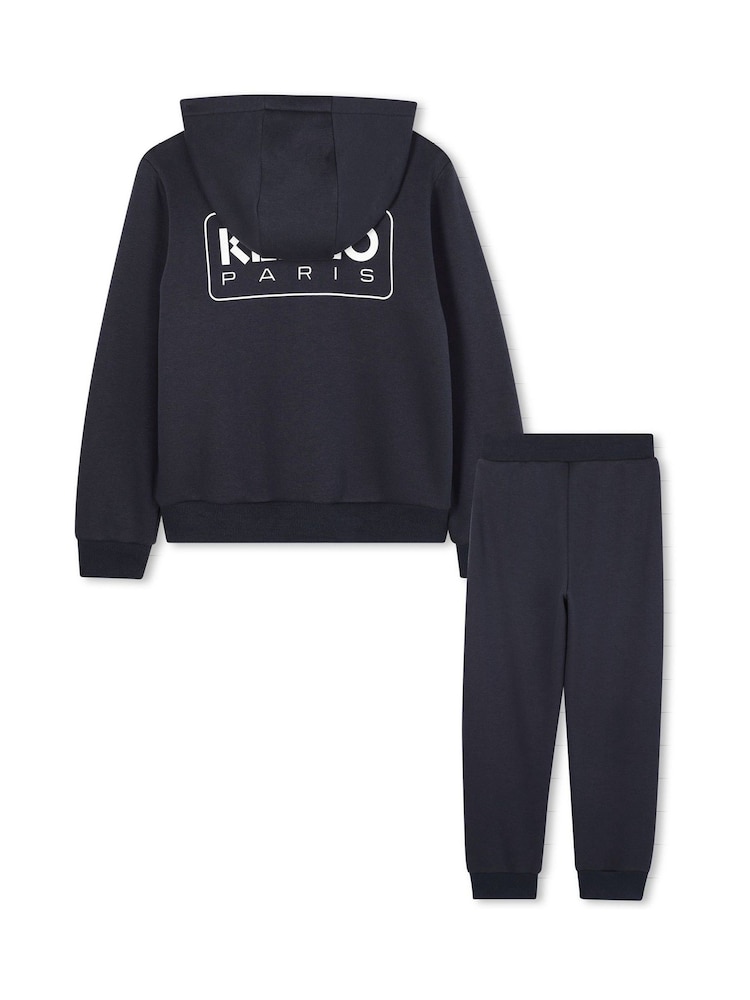 Kenzo Kids Blue Back Graphic Logo Tracksuit Hoodie & Joggers Set - Image 2 of 6 Kenzo Kids Blue Back Graphic Logo Tracksuit Hoodie & Joggers Set - Image 2 of 6