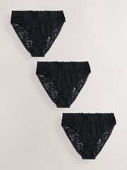 Black High Leg All Over Lace Knickers 3 Pack - Image 1 of 6
