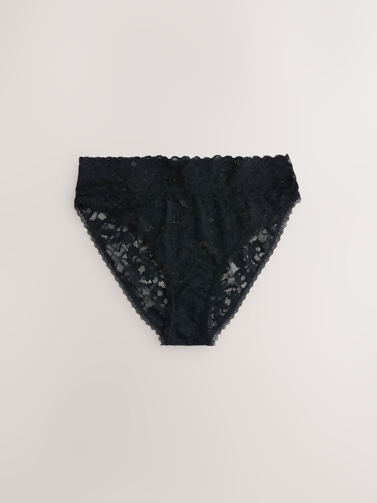 Black High Leg All Over Lace Knickers 3 Pack - Image 2 of 6 Black High Leg All Over Lace Knickers 3 Pack - Image 2 of 6