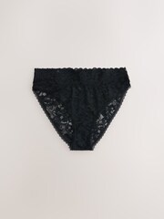 Black High Leg All Over Lace Knickers 3 Pack - Image 4 of 6