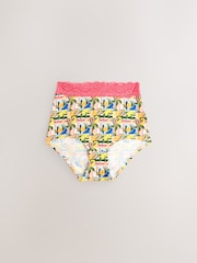 Blue/Yellow Full Brief Cotton and Lace Knickers 7 Pack - Image 12 of 14