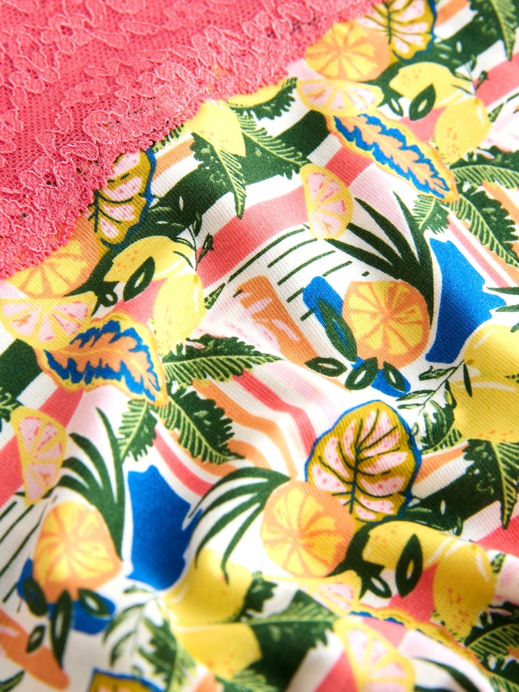 Blue/Yellow Full Brief Cotton and Lace Knickers 7 Pack - Image 14 of 14