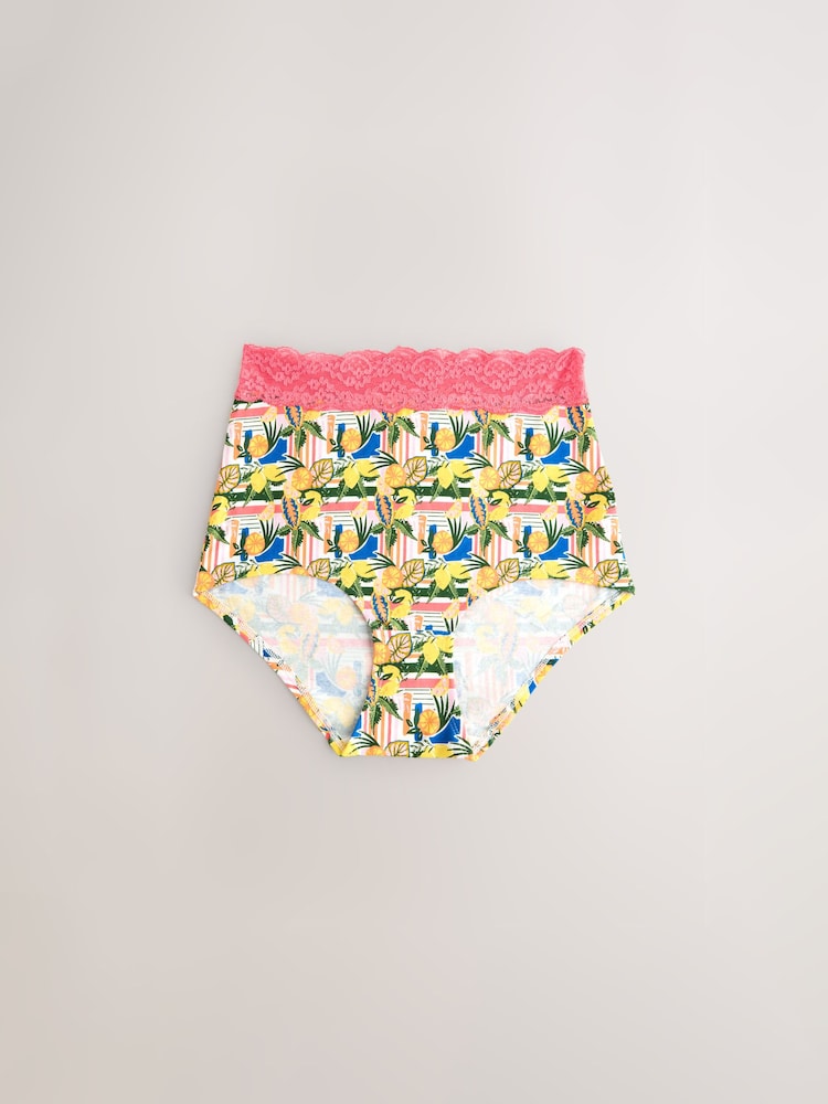 নীল/Yellow - সুতি এবং লেইস Knickers 7 প্যাক - 10এর মধ্যে 2 ছবি