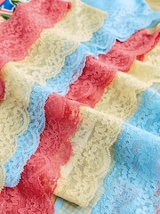 Blue/Yellow High Leg Cotton and Lace Knickers 7 Pack - Image 13 of 13